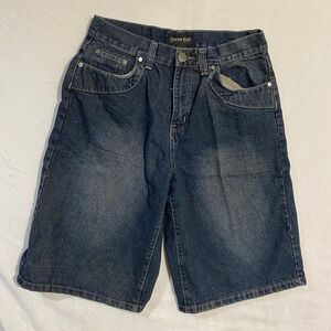 Sacred Cult Mens Y2K Baggy Denim Shorts Size 32 Dark Wash Embroidered Streetwear